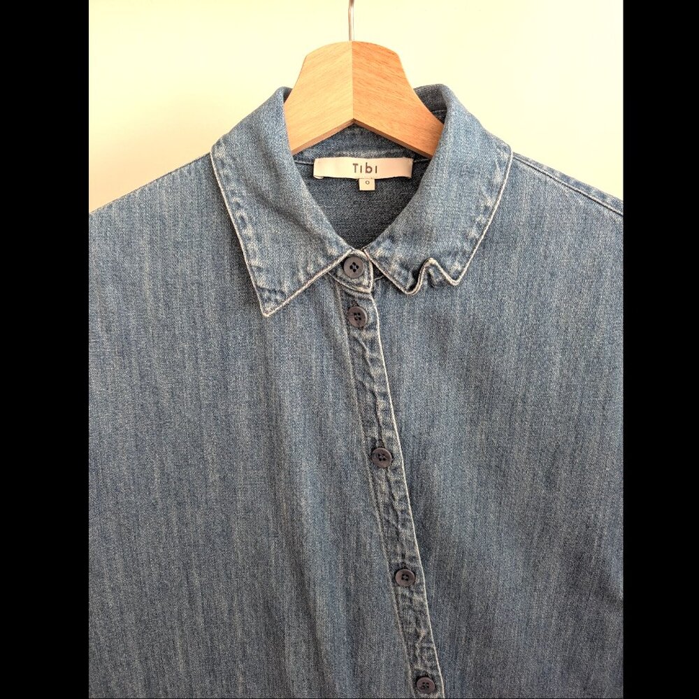 TIBI Lightweight Stone Wash Denim Shirtdress - Picture 3 of 12